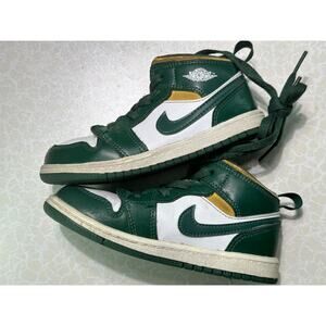 Children's Nike Air Jordan 1 Mid Black Green White 640734-067 US Size 10c